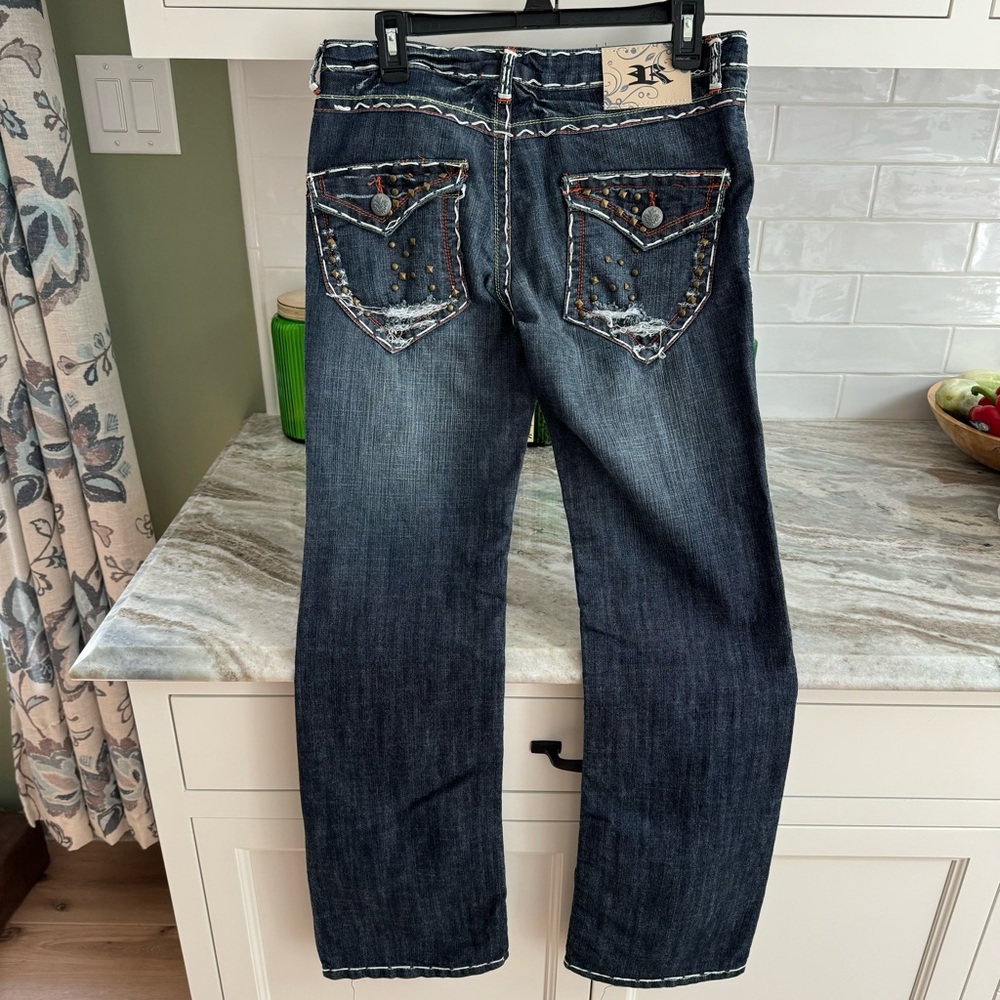 Riflessi Sz 7/8 like new dark blue jeans w/ cool stud accents, smoke free home!